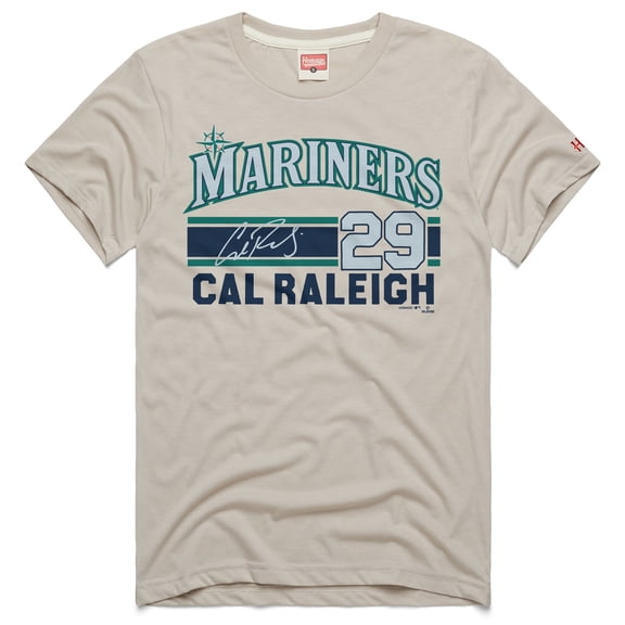 Men's Homage Cal Raleigh Stone Seattle Mariners Signature Name & Number Tri-Blend T-Shirt