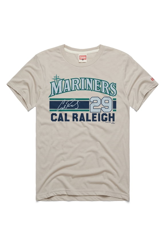 Men's Homage Cal Raleigh Stone Seattle Mariners Signature Name & Number Tri-Blend T-Shirt