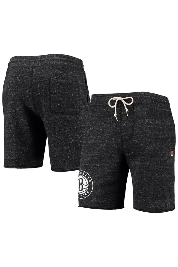 Men's Homage Charcoal Brooklyn Nets Primary Logo Tri-Blend Sweat Shorts