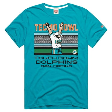 Men's Homage Dan Marino Aqua Miami Dolphins Tecmo Bowl Retired Player Graphic Tri-Blend T-Shirt