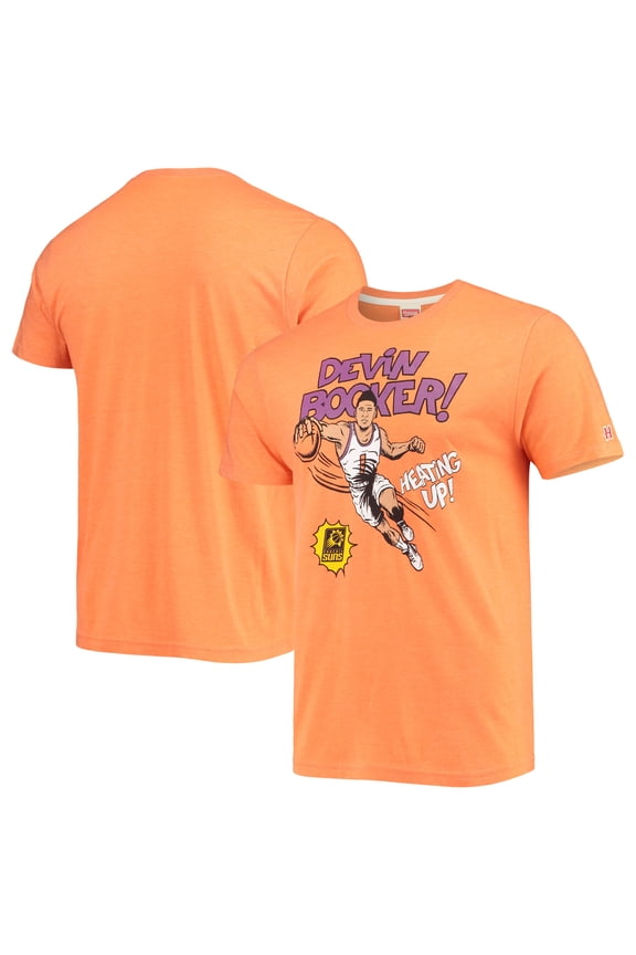 Men's Homage Devin Booker Orange Phoenix Suns Comic Book Player Tri-Blend T-Shirt