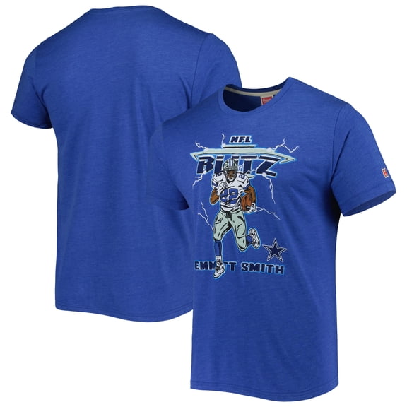 Unisex Homage Emmitt Smith Heathered Heather Royal Dallas Cowboys NFL Blitz Retired Player Tri-Blend T-Shirt