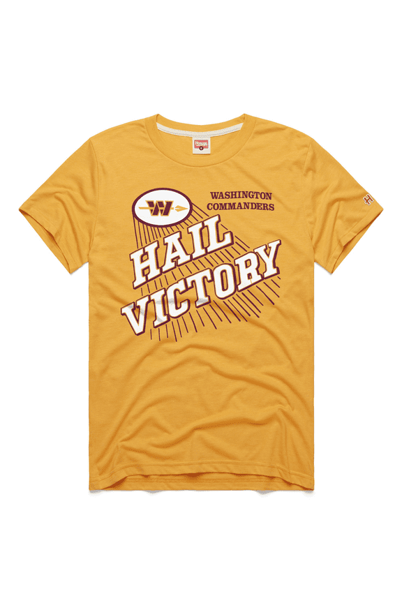Men's Homage Gold Washington Commanders Hail Victory Logo Tri-Blend T-Shirt