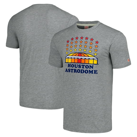 Men's Homage Gray Houston Astros Astrodome Stars Hyper Local Tri-Blend T-Shirt