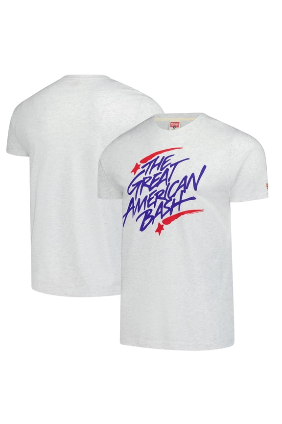 Men's Homage Heather Gray The Great American Bash Retro Event Logo Tri-Blend T-Shirt