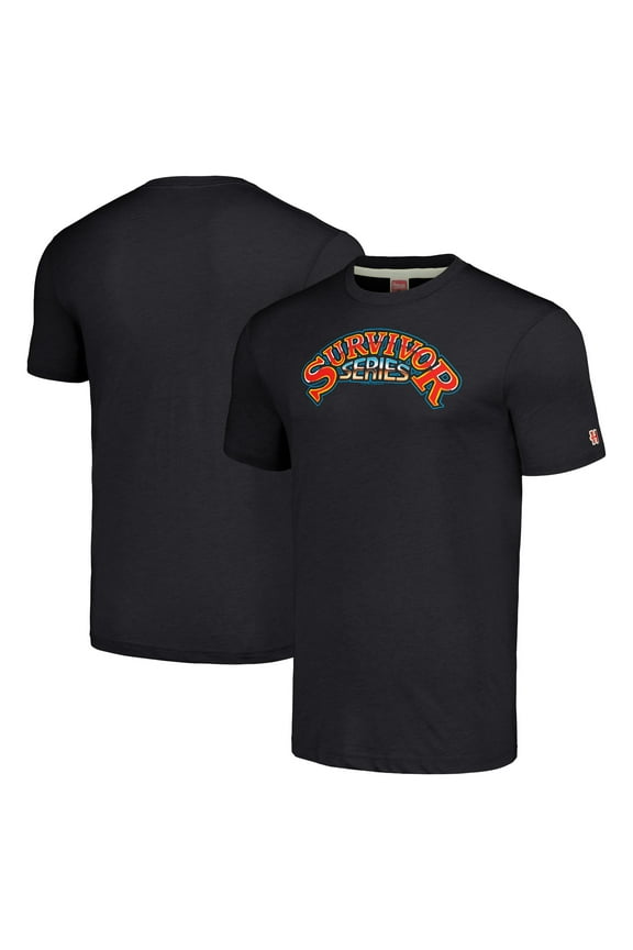 Men's Homage Heather Black Survivor Series Retro Event Logo T-Shirt