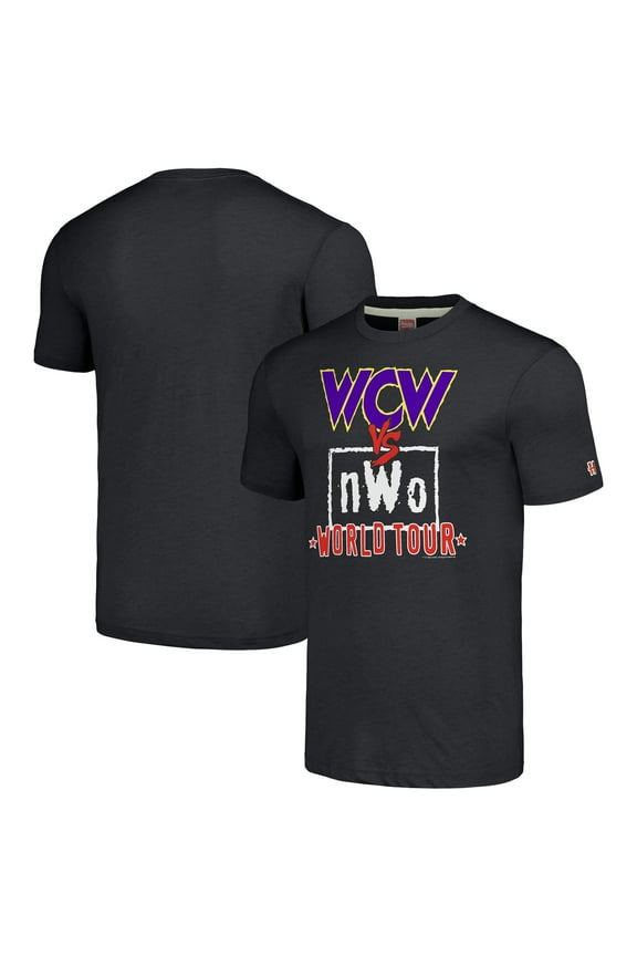 Men's Homage Heather Charcoal WCW vs. nWo World Tour Tri-Blend T-Shirt