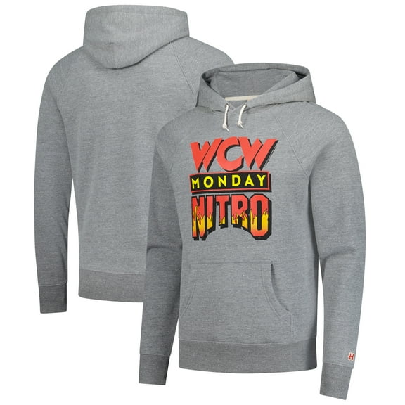 Men's Homage Heather Gray WCW Monday Nitro Tri-Blend Raglan Pullover Hoodie