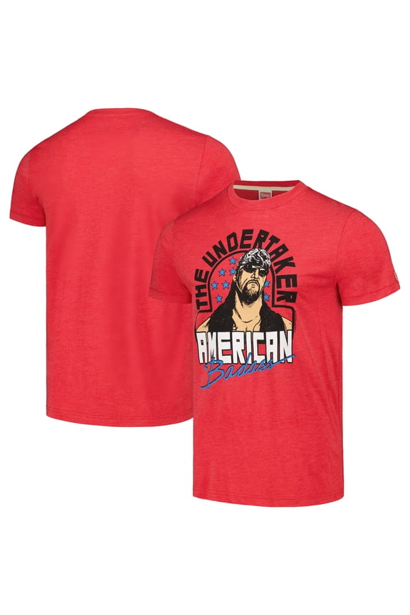 Men's Homage Heather Red The Undertaker American Badass Tri-Blend T-Shirt
