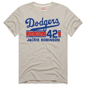 Men's Homage Jackie Robinson Stone Brooklyn Dodgers Signature Name & Number Tri-Blend T-Shirt