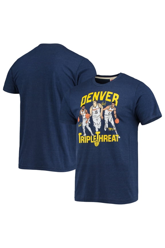 Men's Homage Jamal Murray/Michael Porter Jr./Nikola Jokic Heathered Navy Denver Nuggets Triple Threat Player Tri-Blend