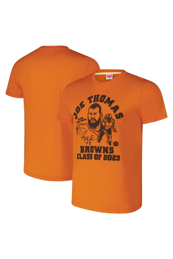 Unisex Homage Joe Thomas Orange Cleveland Browns Caricature Retired Player Tri-Blend T-Shirt
