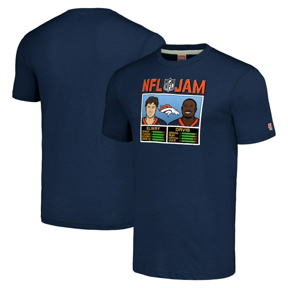 Unisex Homage John Elway & Terrell Davis Navy Denver Broncos NFL Jam Retired Tri-Blend T-Shirt