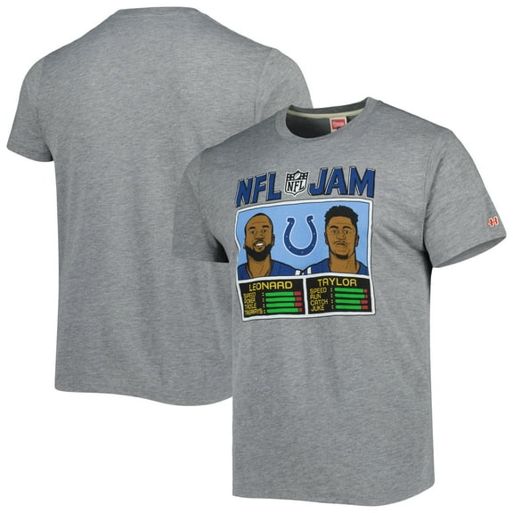 Unisex Homage Jonathan Taylor & Shaquille Leonard Heather Gray Indianapolis Colts NFL Jam Tri-Blend T-Shirt