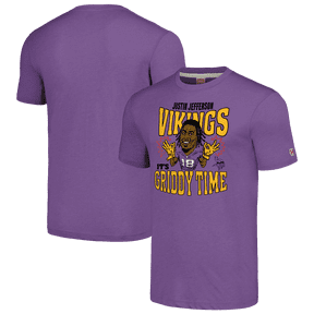 Unisex Homage Justin Jefferson Heathered Purple Minnesota Vikings Caricature Player Tri-Blend T-Shirt
