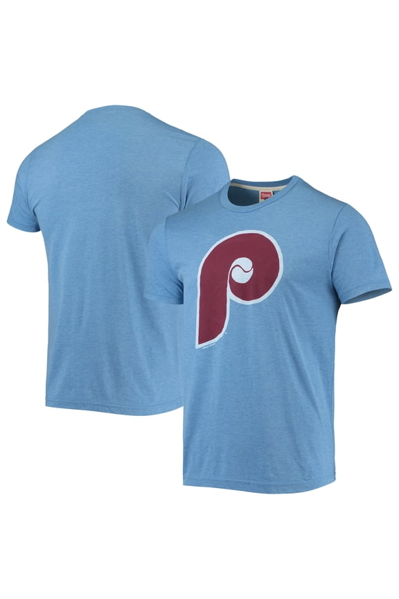Men's Homage Light Blue Philadelphia Phillies Hand-Drawn Logo Tri-Blend T-Shirt