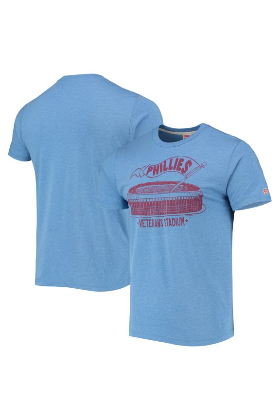 Men's Homage Light Blue Philadelphia Phillies Veterans Stadium Tri-Blend T-Shirt