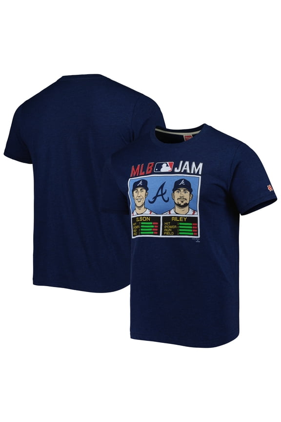 Men's Homage Matt Olson & Austin Riley Navy Atlanta Braves MLB Jam Tri-Blend T-Shirt