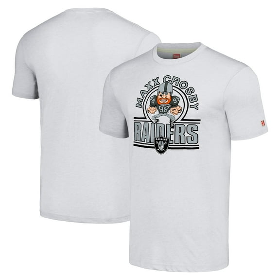 Unisex Homage Maxx Crosby Ash Las Vegas Raiders Caricature Player Tri-Blend T-Shirt