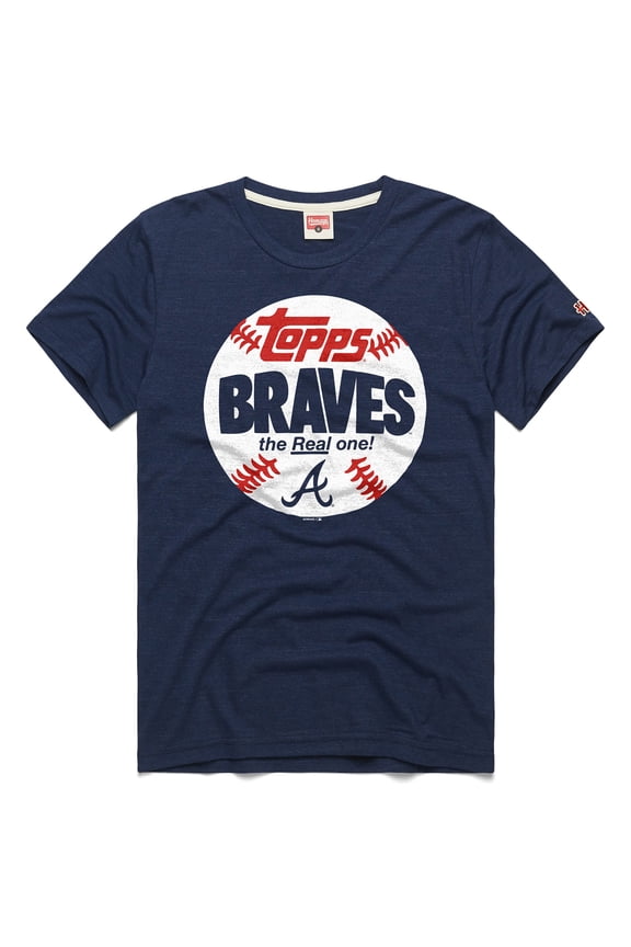 Men's Homage Navy Atlanta Braves MLB x Topps Baseball The Real One Tri-Blend T-Shirt