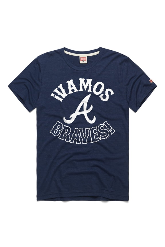 Men's Homage Navy Atlanta Braves Vamos Tri-Blend T-Shirt