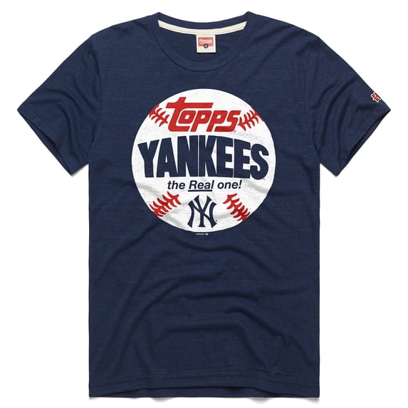 Men's Homage Navy New York Yankees MLB x Topps Baseball The Real One Tri-Blend T-Shirt