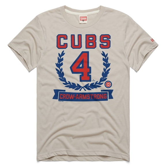 Men's Homage Pete Crow-Armstrong Stone Chicago Cubs Wreath Rookie Graphic Tri-Blend T-Shirt