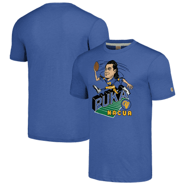 Men's Homage Puka Nacua Royal Los Angeles Rams Caricature Player Tri-Blend T-Shirt