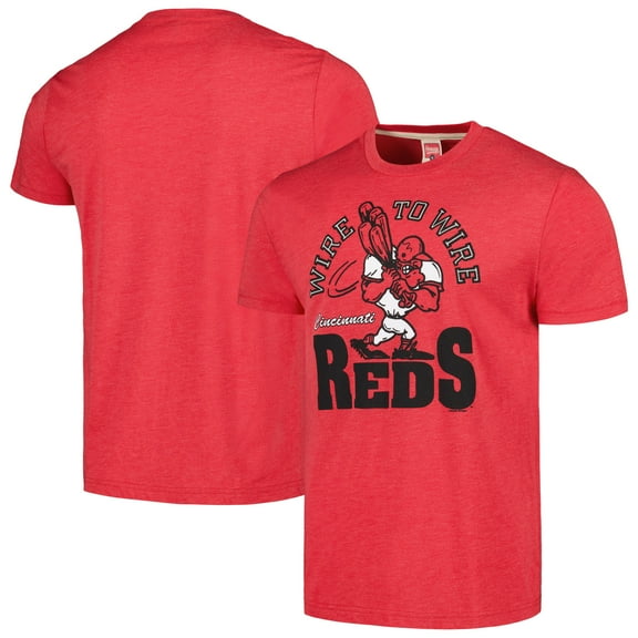 Men's Homage Red Cincinnati Reds Doodle Collection Wire to Wire Tri-Blend T-Shirt