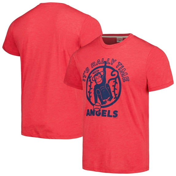 Men's Homage Red Los Angeles Angels Doodle Collection It's Rally Time Tri-Blend T-Shirt