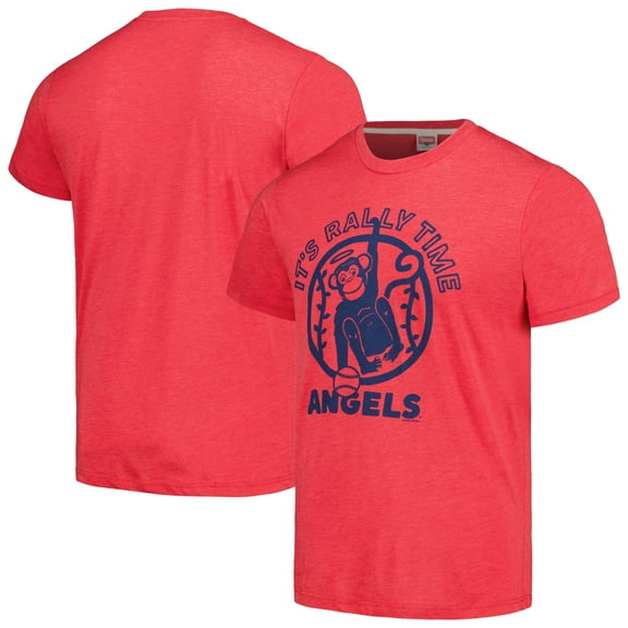 Men's Homage Red Los Angeles Angels Doodle Collection It's Rally Time Tri-Blend T-Shirt