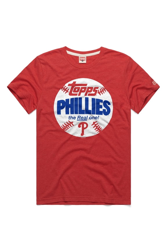 Men's Homage  Red Philadelphia Phillies MLB x Topps Baseball The Real One Tri-Blend T-Shirt