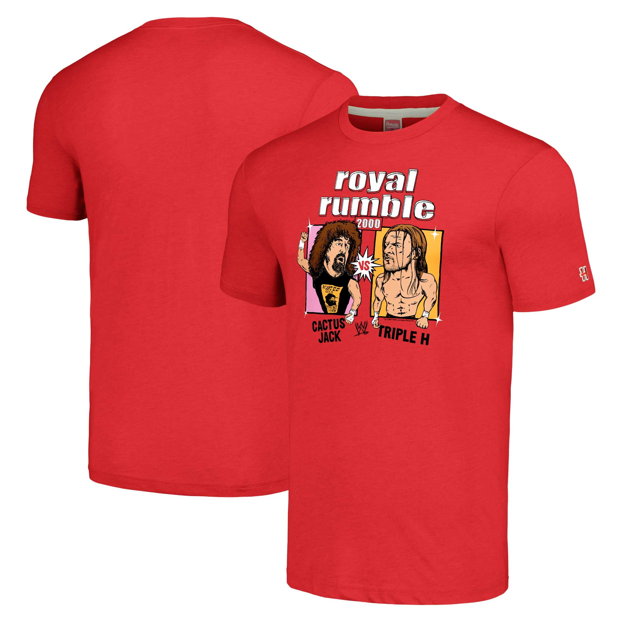 Men's Homage Red Royal Rumble Cactus Jack vs. Triple H Tri-Blend T-Shirt -  Walmart.com