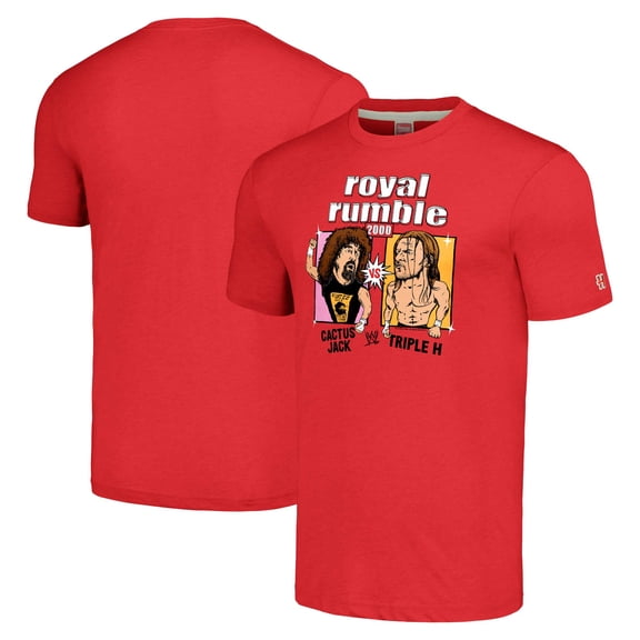 Men's Homage Red Royal Rumble Cactus Jack vs. Triple H Tri-Blend T-Shirt