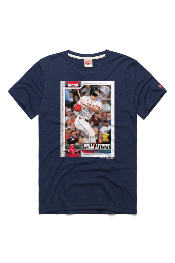 Men's Homage Roman Anthony Navy Boston Red Sox Topps Baseball Card Tri-Blend T-Shirt