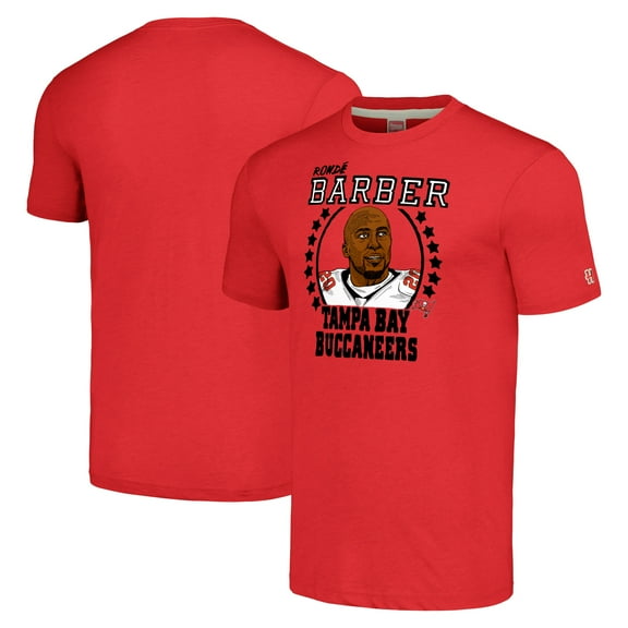 Unisex Homage Ronde Barber Red Tampa Bay Buccaneers Caricature Retired Player Tri-Blend T-Shirt