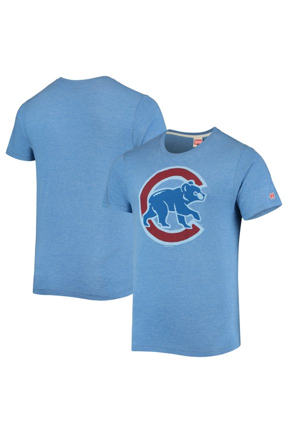 Men's Homage Royal Chicago Cubs Hand-Drawn Logo Tri-Blend T-Shirt