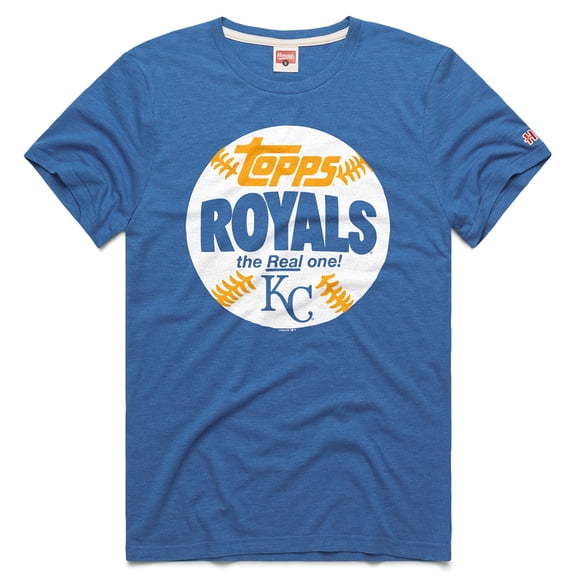 Men's Homage  Royal Kansas City Royals MLB x Topps Baseball The Real One Tri-Blend T-Shirt