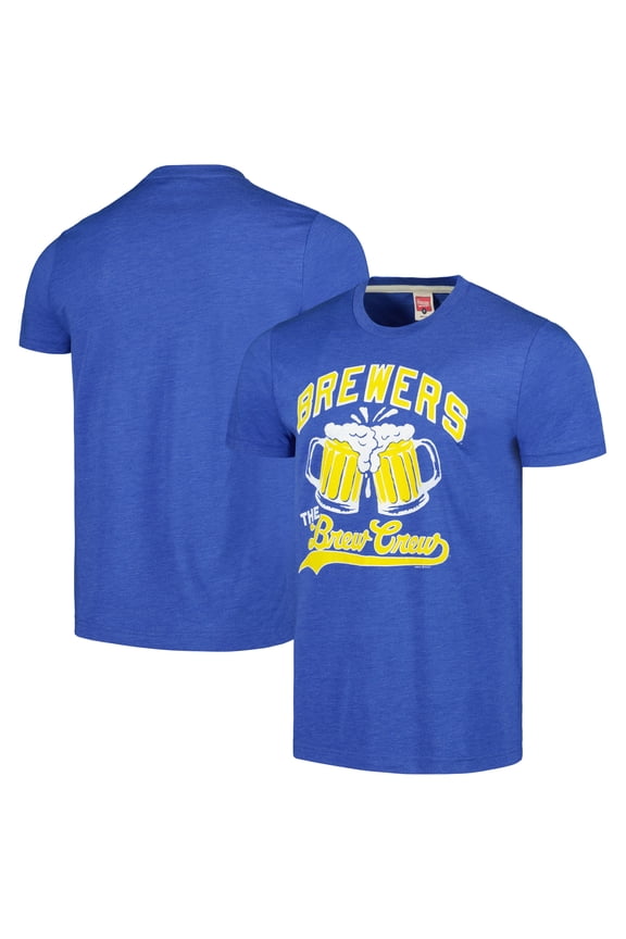Men's Homage Royal Milwaukee Brewers Doodle Collection The Brew Crew Tri-Blend T-Shirt