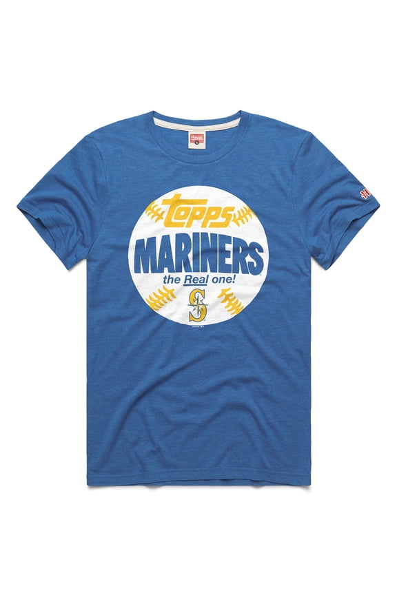 Men's Homage Royal Seattle Mariners MLB x Topps Baseball The Real One Tri-Blend T-Shirt
