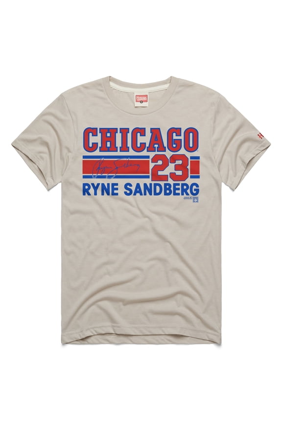 Men's Homage Ryne Sandberg Stone Chicago Cubs Signature Name & Number Tri-Blend T-Shirt