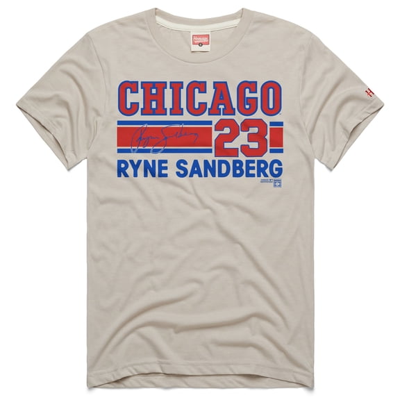 Men's Homage Ryne Sandberg Stone Chicago Cubs Signature Name & Number Tri-Blend T-Shirt