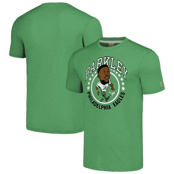 Unisex Homage Saquon Barkley Kelly Green Philadelphia Eagles Caricature Player Tri-Blend T-Shirt
