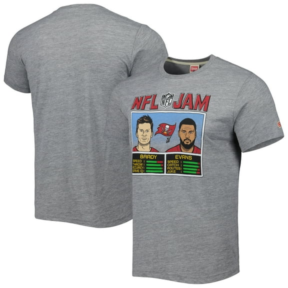 Unisex Homage Tom Brady & Mike Evans Heather Gray Tampa Bay Buccaneers NFL Jam Tri-Blend T-Shirt