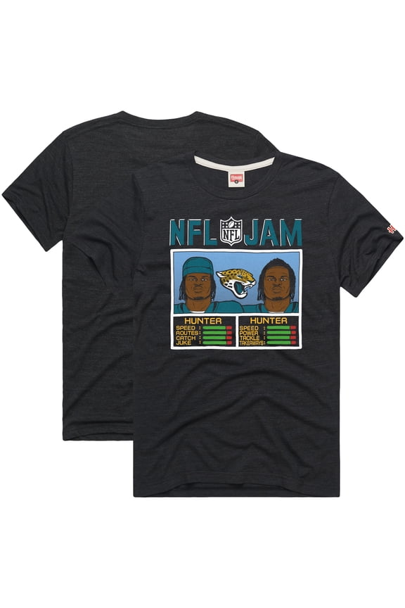 Unisex Homage Travis Hunter Black Jacksonville Jaguars NFL Jam Tri-Blend T-Shirt