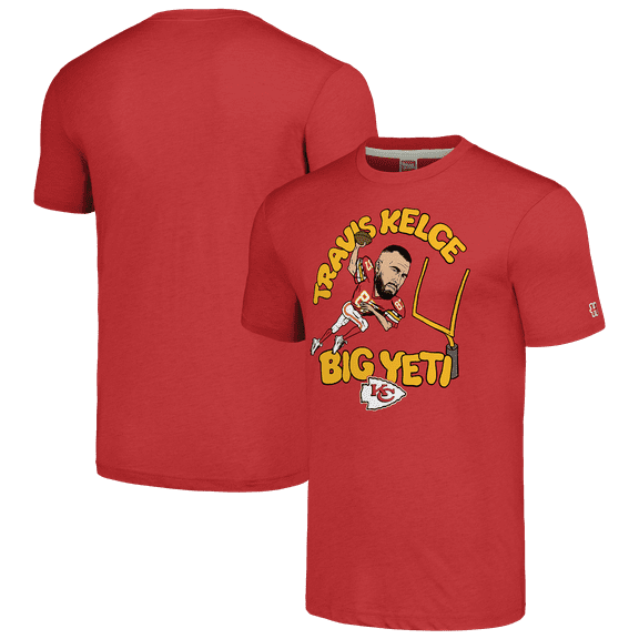 Unisex Homage Travis Kelce Red Kansas City Chiefs Caricature Player Tri-Blend T-Shirt