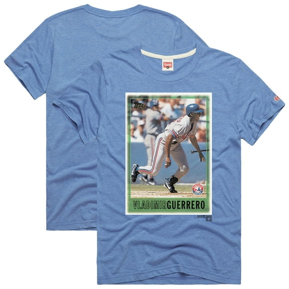 Men's Homage Vladimir Guerrero Light Blue Montreal Expos 1997 Topps Baseball Card Player Tri-Blend T-Shirt