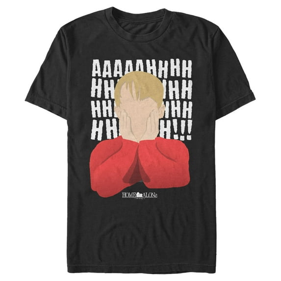Men's Home Alone Kevin Ahhh Silhouette Graphic Tee Black 2X Large