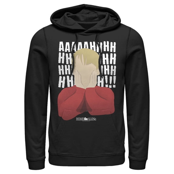 Men's Home Alone Kevin Ahhh Silhouette Pull Over Hoodie Black Medium