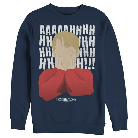 Men's Home Alone Kevin Ahhh Silhouette  Sweatshirt Navy Blue 2X Large